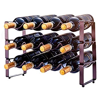 【中古】【輸入品・未使用未開封】GONGSHI 3段 積み重ね可能 ワインラック カウンタートップ キャビネット ワインホルダー ストレージスタンド 12本収納 金属製