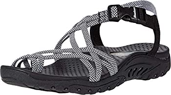 【中古】【輸入品・未使用】Skechers Women's Toe Thong Sandal Sport Black/White 8 B (M)