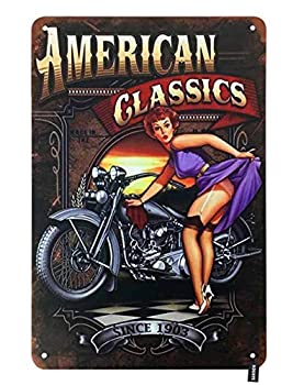【中古】【輸入品・未使用】HOSNYE ピンナップガール ブリキ看板 アメリカンクラシック セクシー レディ パープル ドレス モーターバイク ビンテージ メタ...