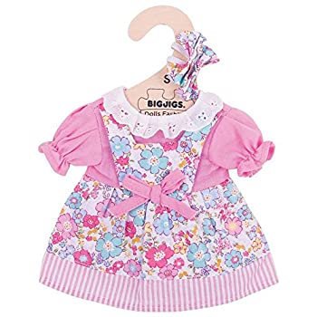 yÁzyAiEgpzBigjigs Toys Pink Floral Rag Doll Dress for 28cm Soft Doll with Additional Matching Hair Accessories
