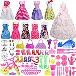 【ポイントアップ中！】【中古】【輸入品・未使用未開封】SOTOGO 85 Pcs Barbie Doll Clothes Set Include 10 Pack Barbie Clothes Party Grown Outfits(Colour Random) And 75 Pcs Different Barbie Dol