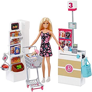 yÁzyAiEgpzMattel Barbie FRP01 Supermarket and Puppet Multi-Colour