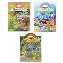 【中古】【輸入品・未使用】Melissa & Doug 再利用可能ふわステッカー ワイルドアドベンチャー プレイセット 3パック (118枚のステッカー:サファリ、恐竜、海)