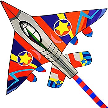 【中古】【輸入品・未使用】HONBO 巨大な戦闘機凧 子供と大人用 幅58インチ 長い尾 簡単に飛ばせる キットラインとス…