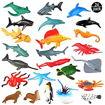 【中古】【輸入品・未使用】海 動物 プラスチック プール おもちゃセット (24パック) パーティーの景品に - ディスプレイモデルプレイセット リアルな深海 動物 フィギュア
