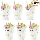 【中古】【輸入品・未使用】24Pcs Unicorn Birthday Party Supplies Unicorn Popcorn Box Snack Treat Box Candy Cookie Container For Baby Shower Bridal Shower Unicorn