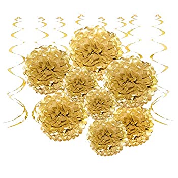【中古】【輸入品・未使用】パーティー装飾キット。 ゴールド HangingSwirlsFlowers-Gold-20pc