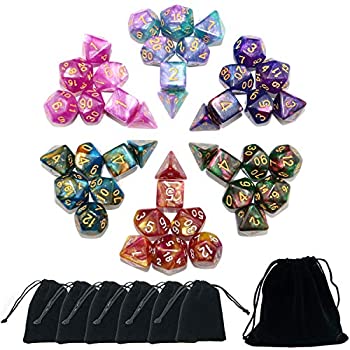 【中古】【輸入品・未使用】SmartDealsPro 6 x 7個(42個) キラキラ多面体ダイスセット ポーチ付き DND RPG MTG ダンジョン&ドラゴンズ テーブルボードロールプレイゲーム D4