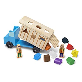 【中古】【輸入品・未使用】Melissa & Doug shape-sorting木製Dump Truck Toy with 9カラフルShapes and 2?figures再生