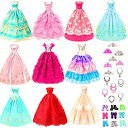 【中古】【輸入品・未使用】BARWA 10ピース ドレス 17個のアクセサリー 手作り人形服とアクセサリー ウェディングガウン パーティドレス 11.5インチ人...