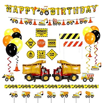 【中古】【輸入品・未使用】Decorlife コンストラクションバースデーパーティー用品セット 男の子用ダンプトラックパーティーデコレーション カップケーキトッパー、注意テのサムネイル