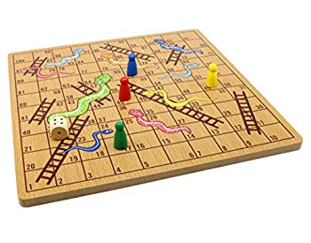 【中古】【輸入品・未使用未開封】木製蛇とはしごボードゲーム 子供と大人用 ? 楽しいファミリーゲーム スネークとはしご 2〜4人用