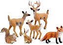 【中古】【輸入品・未使用】ミニチュアDeer Family Toy Figurines with Forest Animal Babies Set Includ...