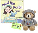 【中古】【輸入品・未使用】Tonsillectomy Gift Get Well Soon テディベア ブルーグレーパーカー Goodbye Tonsils ブックギフトセット