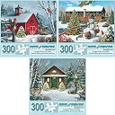 【中古】【輸入品・未使用】Bits and Pieces???3つのセット(3?) 300?Piece Jigsawパズル大人???冬の納屋II、田舎クリスマス、クリスマスキャビン???300?pc Holiday雪雪だる