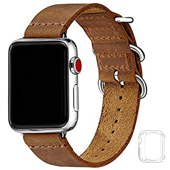 【中古】【輸入品・未使用未開封】ビンテージレザーバンド Apple Watchバンド 38mm 40mm 42mm 44mm 本革レトロストラップ iWatch Series5 Series 4/3/2/1対応 (ライトブラウン、38