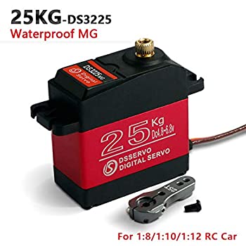 yÁzyAiEgpzZOSKAY Waterproof High Torque Metal Gear Standard Digital Servo 25KG/0.15S 6.8V for 1/8 1/10 RC Cars (Control Angle 270)