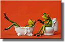 【中古】【輸入品・未使用】(28cm x 36cm ) - Frogs in the Bathroom Picture on Stretched Canvas ...