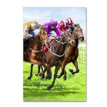 【中古】【輸入品・未使用】Horse Racing II by The Macneil Studio、12?x 19インチキャンバス壁アート