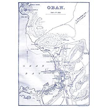 【中古】【輸入品 未使用】Map 1888 Bartholemew Oban Town Scotland Plan Large XL Wall Art Canvas Print 地図スコットランド壁