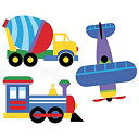 【中古】【輸入品・未使用】Wallies Wallcoverings 13361 Peel & Stick Wall Art OK Trains Planes & Trucks(3)