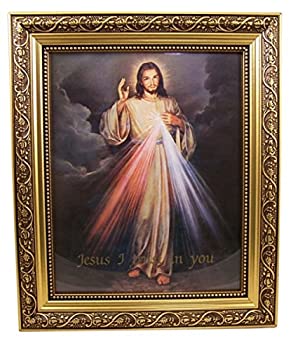 楽天アトリエ絵利奈【中古】【輸入品・未使用】The Divine Mercy Jesus Christ Print in 13 Inch Gold Finish Frame by Gerffert