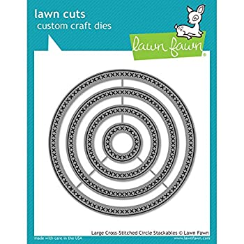 【中古】【輸入品 未使用】Lawn Fawn Custom Craft Dies - Large Cross Stitched Circle dies by Lawn Fawn