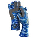 【輸入品・未使用】(X-Large Blue Water Camo) - Fish Monkey Half Finger guide UV Sun Glove