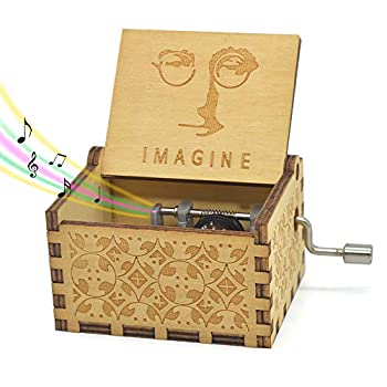 【中古】【輸入品・未使用】Imagine オルゴール - 18音符メカニズム アンティーク彫刻木製オルゴール クラフトデスクデコレーション (想像してみて)