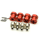 【中古】【輸入品・未使用】MOHERO RC Car 12mm Aluminium Alloy Wheel Hub Hex Drive Adaptor 15mm Offset for 1/10 RC Crawler Car SCX10 WRAITH Red