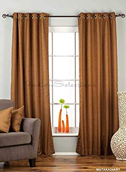 【中古】【輸入品・未使用】Indian Selections リングトップマトカ生糸カーテン/ドレープ - 43 X 63イ..