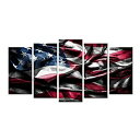 【中古】【輸入品・未使用】Hello Artwork USA アメリカ国旗フレーム付きキャンバスプリント ビンテージフラグ 絵画5パネル ジークレーアートワーク 枠張り&フレーム入り ホ(3)