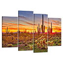 【中古】【輸入品 未使用】Kreative Arts 美しいSunrise Over Iconic Monument Valley Arizona USA 4パネルキャンバス印刷ウォールアートモダン壁装飾風景画像ストレッチ