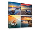 【中古】【輸入品・未使用】Niwo ART - 夕暮れの海辺 モダンな海の景色 キャンバス壁アート 現代的 ホーム装飾 ギャラリーラップ ストレッチ 額入り す...