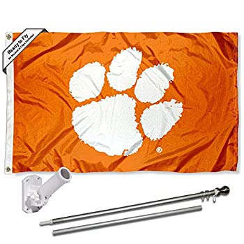 【中古】【輸入品・未使用】Clemson TigersオレンジFlag with Pole and Bracketキット(4)