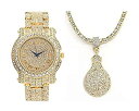 楽天アトリエ絵利奈【中古】【輸入品・未使用】I AM KING Mens Watch with Bling-ed Out Tennis Necklace and Iced Out Money Bag Pendent