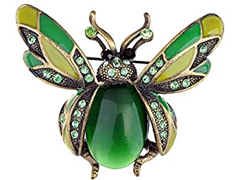 【中古】【輸入品・未使用】Alilang Peridot Crystal Rhinestone Ladybug Fly Insect Fashion Jewelry Brooch Pin