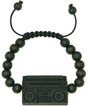 【中古】【輸入品・未使用】GWOOD ブームボックス グッドウッド ブラック 幅10mm ビーズペンダント レプリカブレスレット