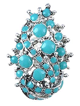 【中古】【輸入品・未使用】Alilang アンティーク シルバー フェイクターコイズ アクアティック シーフォーム 調節可能リング