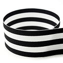 【中古】【輸入品・未使用】(2.5cm - 1.3cm - 20 Yards) - 2.5cm - 1.3cm Black & White Taffy Stri...
