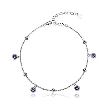 【中古】【輸入品・未使用】レディース アンクレット 925スターリングシルバー トパーズ チャーム アンクレット ブレスレット 調節可能なアンクルフットチェーン...