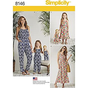 šۡ͢ʡ̤ѡSimplicity Creative Patterns Simplicity Pattern 8146 Matching Outfits for Misses Child and 18 Doll Size: A (3 - 8 XS-XL) by Simplicity