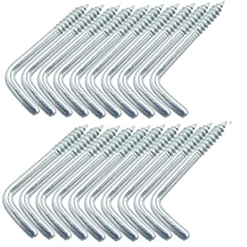 Shells 50個 シルバーカラー カーボンスチール メタル 直角フック 7型 ねじフック セルフタッピングねじフック L字型フック 34 x 15mm