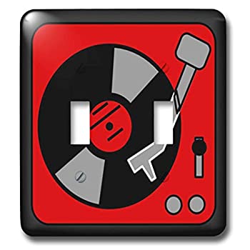 【中古】【輸入品・未使用】3dRose lsp_38103_2 レトロ赤と黒のレコードプレーヤー ダブルトグルスイッチ