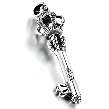 【中古】【輸入品・未使用】oideaヴィンテージメンズレディースステンレススチールハンドメイドクラウンキーペンダントネックレスバレンタインの日ギフト、チェーンI...