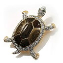 【中古】【輸入品・未使用】FortunateクリスタルエナメルTurtleブローチ(ゴールド&オリーブ)(4)