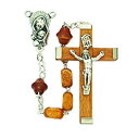【中古】【輸入品・未使用】TrueFaithJewelry 木製 四角 祈り ビーズ ロザリオ マドンナとチャイルドセンター 18インチ