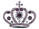 【中古】【輸入品 未使用】Alilang Amethyst Purple Colored Crystal Rhinestone Royal Princess Queen Crown Brooch Pin