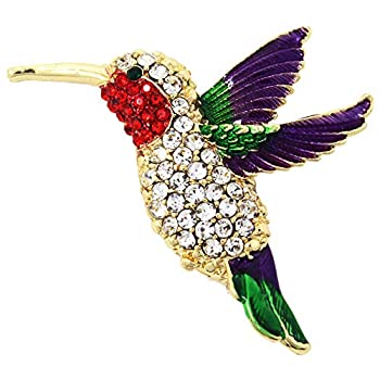 【中古】【輸入品・未使用】Flying Hummingbird Brooch Multicolor Sparkling Crystals