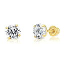 【中古】【輸入品・未使用】Art and Molly Women's 14K Yellow Gold Cubic Zirconia Stud Earrings With Screw Backs (5Mm)【メーカー名】【メーカー型番】14K...